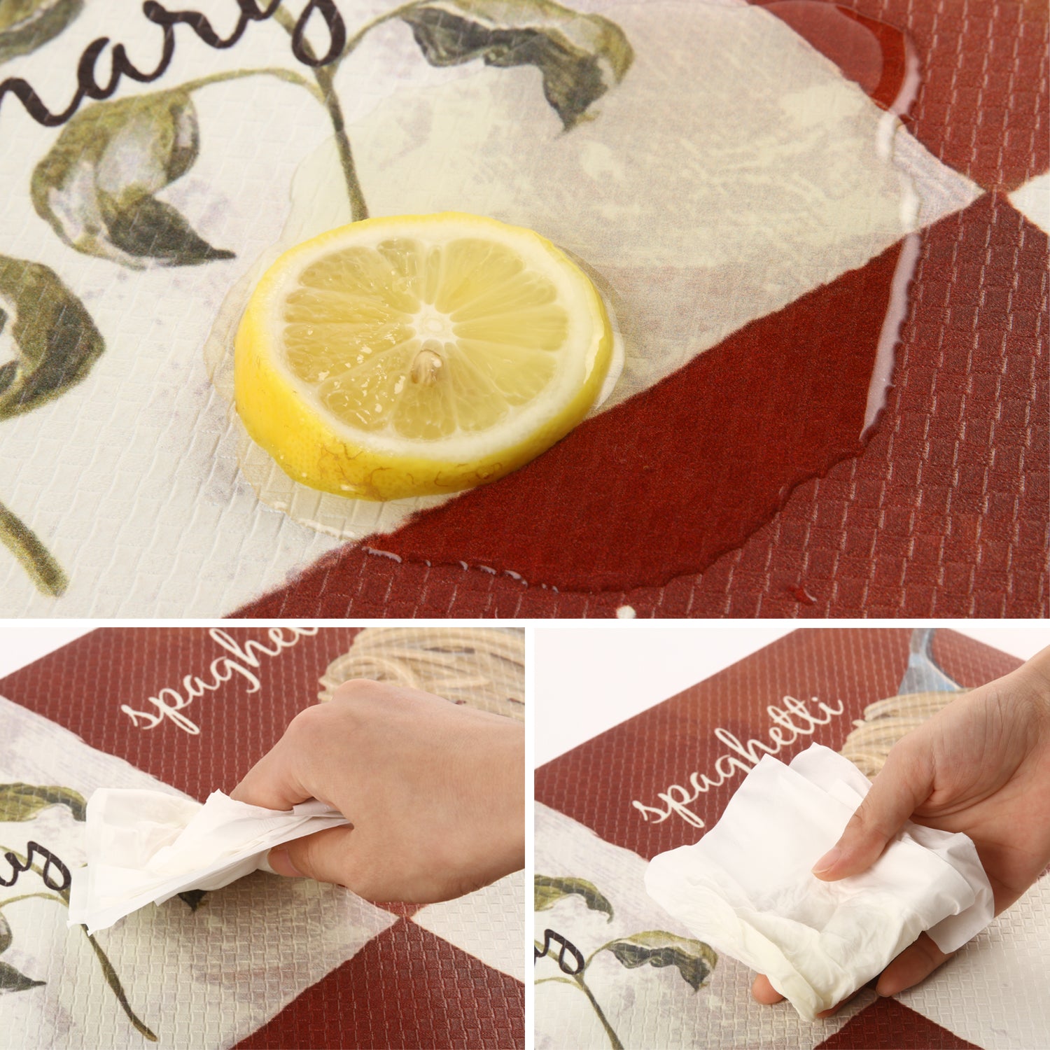 Lemon Kitchen Mats Cushioned Anti Fatigue 2 Piece Set, Memory Foam