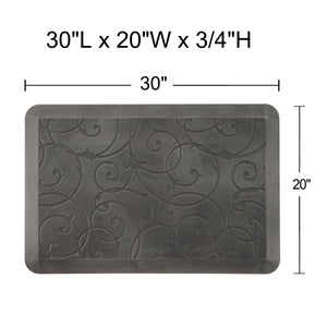 Scroll Anti Fatigue Kitchen Mat (Grey,W20x L30x H3/4")