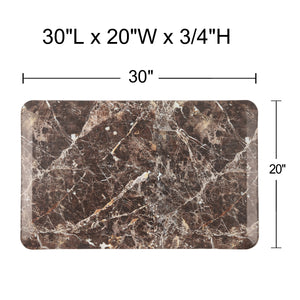 Brown Marble Print PU Waterproof Kitchen Mat-W20"XL36XH3/4"