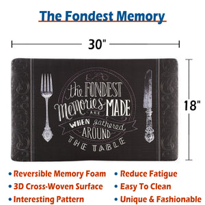 Knife And Fork Pattern Waterproof Non-skid Memory Foam Kitchen Mat