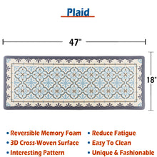 Load image into Gallery viewer, Plaid Pattern Waterproof Non-skid Memory Foam Kitchen Mat