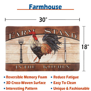 Rooster Pattern Waterproof Non-skid Memory Foam Kitchen Mat