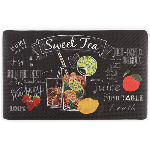 Waterproof Kitchen Mat in Black (Fruit and Juice Pattern )