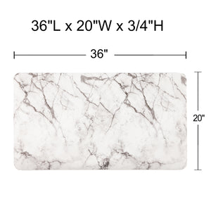 White Marble Print PU Waterproof Kitchen Mat-W20"XL36XH3/4"