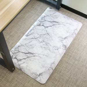 White Marble Print PU Waterproof Kitchen Mat-W20"XL36XH3/4"